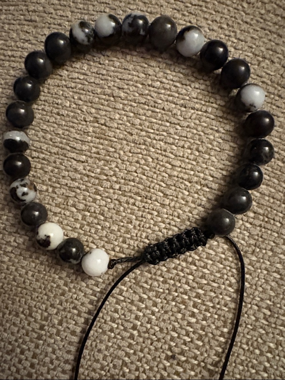 Zebra jasper bracelet with adjustable string